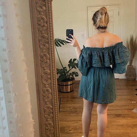 Women’s PQ SWIM Cover Dress Blue Boho Size Medium Large M/L - Picture 8 of 9